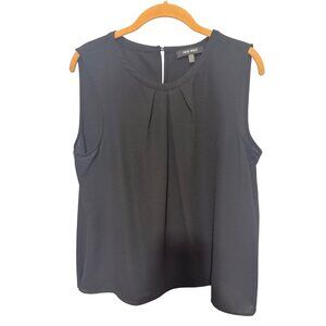 Nine West Tank Blouse Black with Pleated Front Womans L